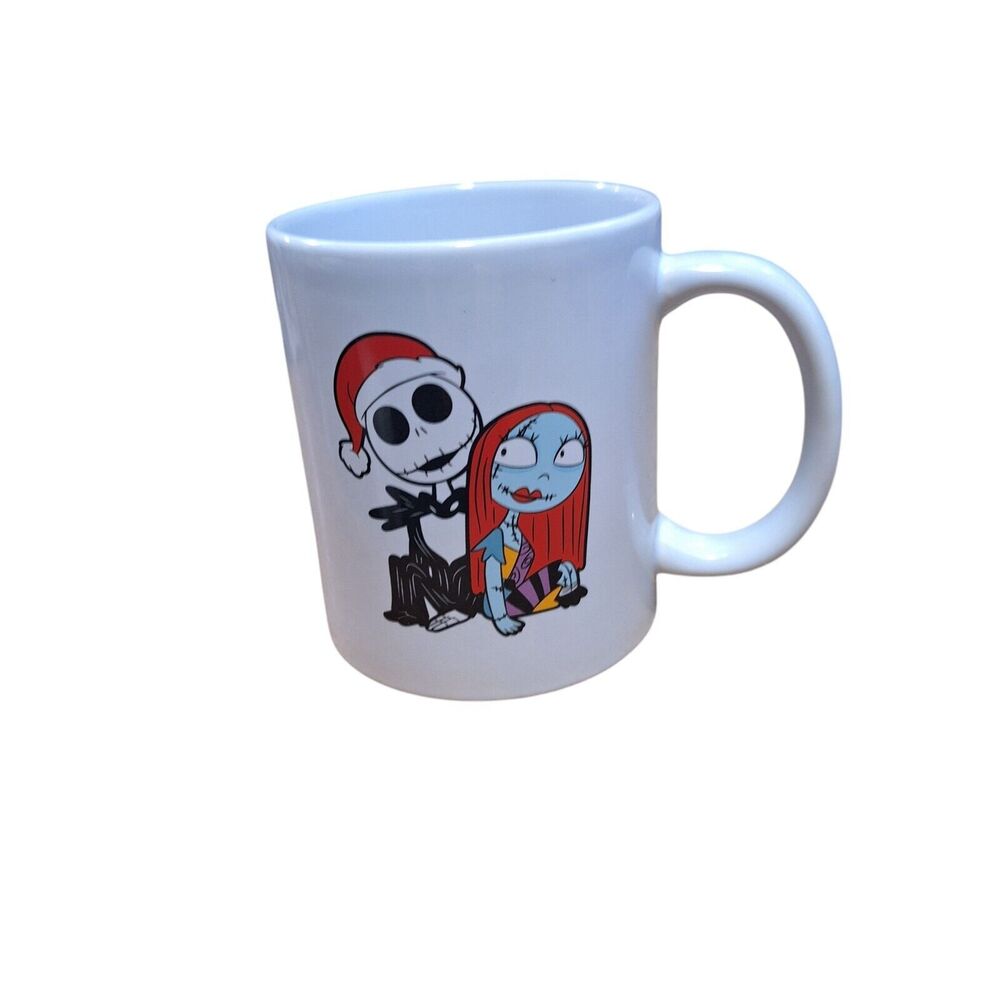 DISNEY'S NIGHTMARE BEFORE CHRISTMAS White Santa Hat COFFEE TEA CERAMIC MUG 2003